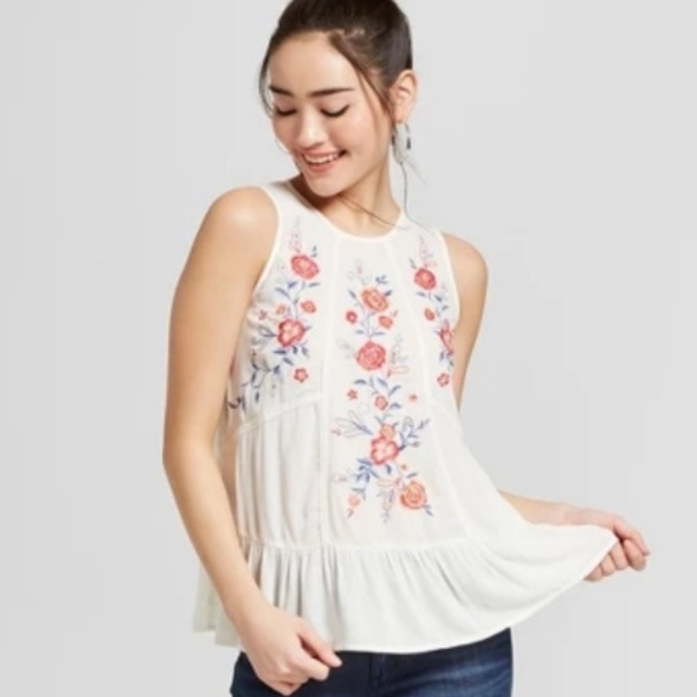 embroidered peplum top